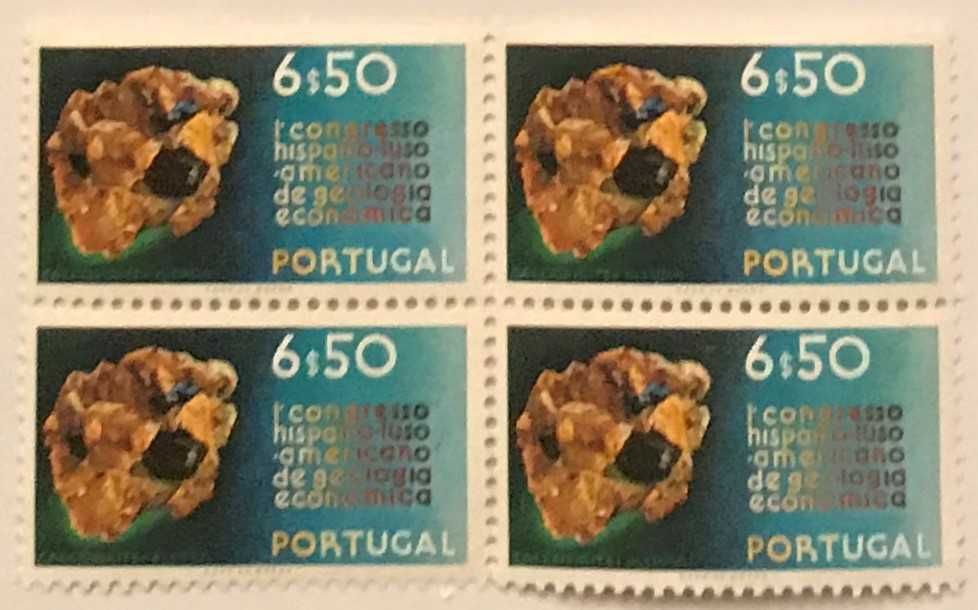 Quadra de selos novos de 6$50 - 1. Cong. Geologia Económica - 1971