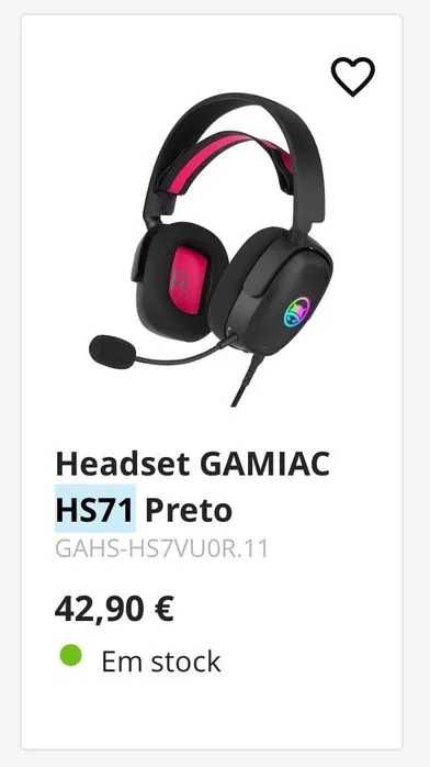 Headset Gamiac HS71 Preto Sintra, Lisboa