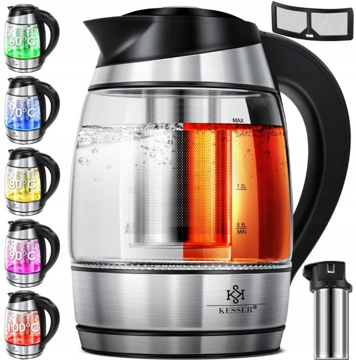 Czajnik elektryczny Kesser Schwarz 2200 W 1,8 L szklany