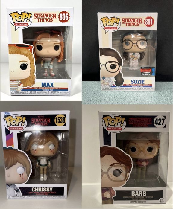 Funko Pop! Stranger Things Max #806 Chrissy #1538 Barb #427 Suzie #881