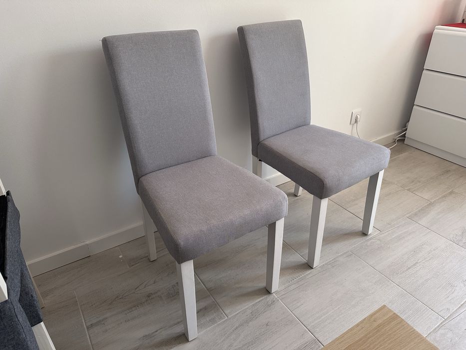 Conjunto de 2 Cadeiras de Sala / Jantar – Cinzento e Branco