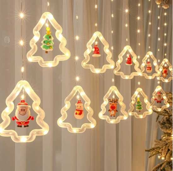 Новорічні Гірлянди 3м Лед-штора Фігурки у Ялинці  і Кулі 3 види