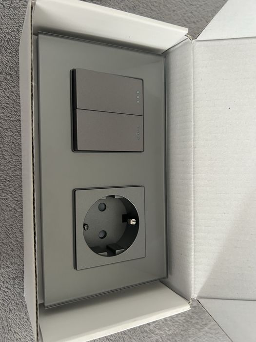 Bseed Розетка з вимикачем двоклавішним сірий