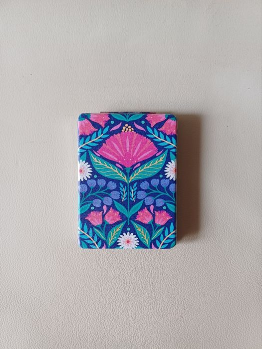 Espelho de bolso com motivos florais - NOVO
