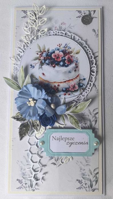 Kartka okolicznościowa handmade DL z pudełkiem prezent