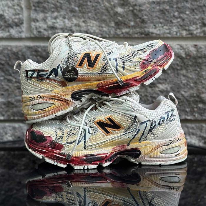 Кросівки New Balance 530 Custom Edition Beige Red | кроси Ню Беленс 530 Кастом Едішин бежевого кольору текстиль
