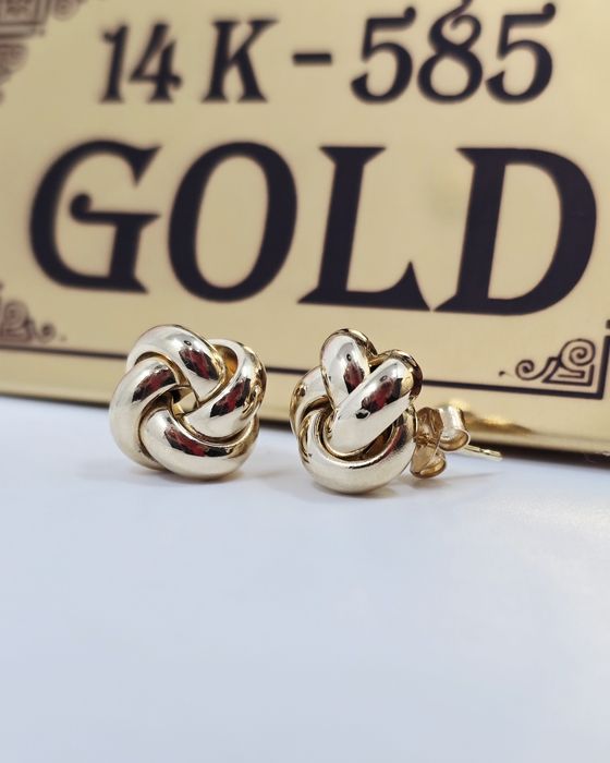 Złote kolczyki wtykane dmuchane próba 585 14k