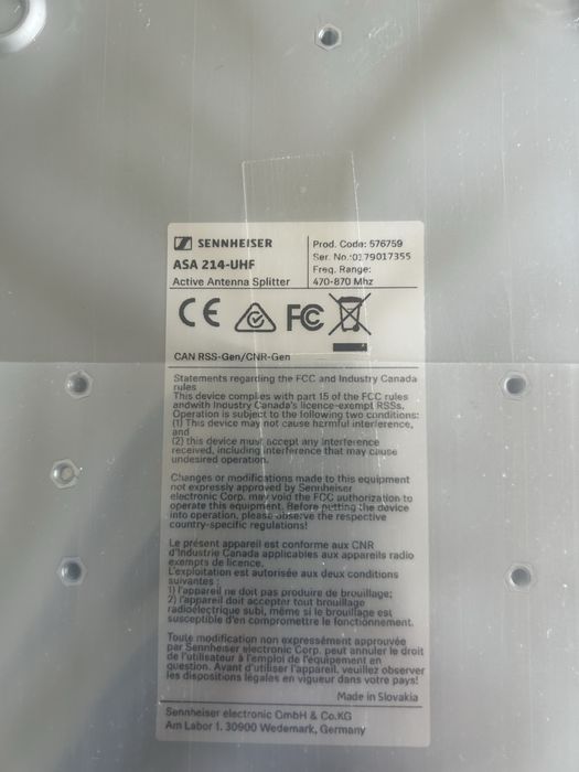 Sennheiser ASA 214-UHF 470–870 MHz – Novo / Nunca Usado