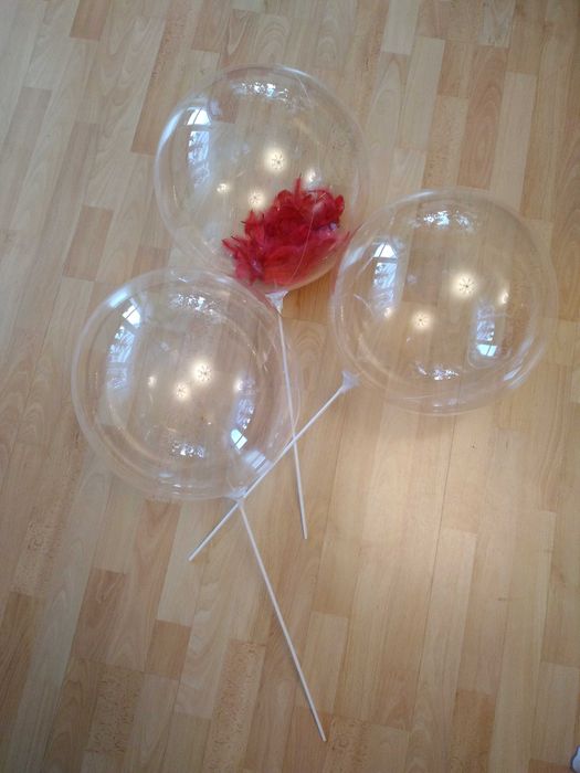 Balon przezroczysty transparentny 45cm z patykiem 10szt