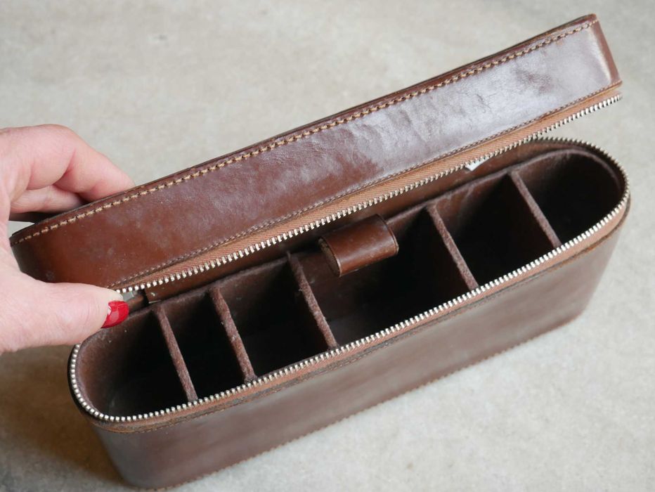 Skórzane etui z okresu PRL 26x12,5 cm