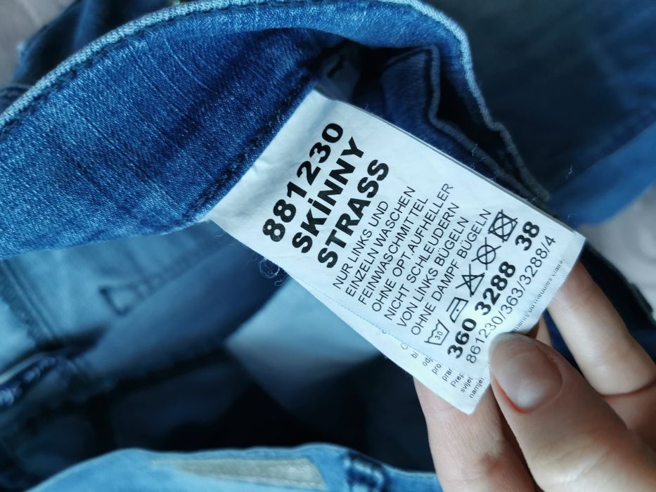 Jeansy dżinsy wysoki stan Angels kryształki skinny boho M L 38 40