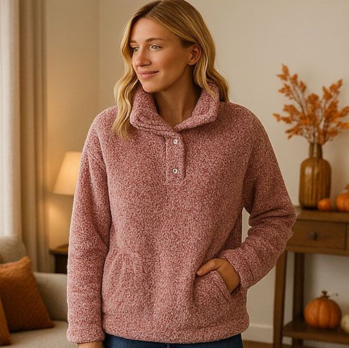 Różowa pluszowa bluza sweter damski XL