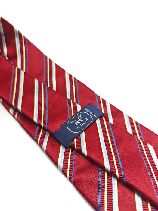 Vitali włoski czerwony jedwabny krawat w paski ady61