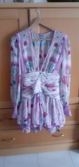 Vestido estampado em tons Lilás ( Marca Masavi) C/ Novo