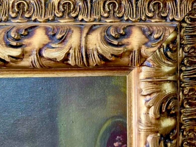 Вишукана картина маслом на полотні, в деревʼяній рамі.