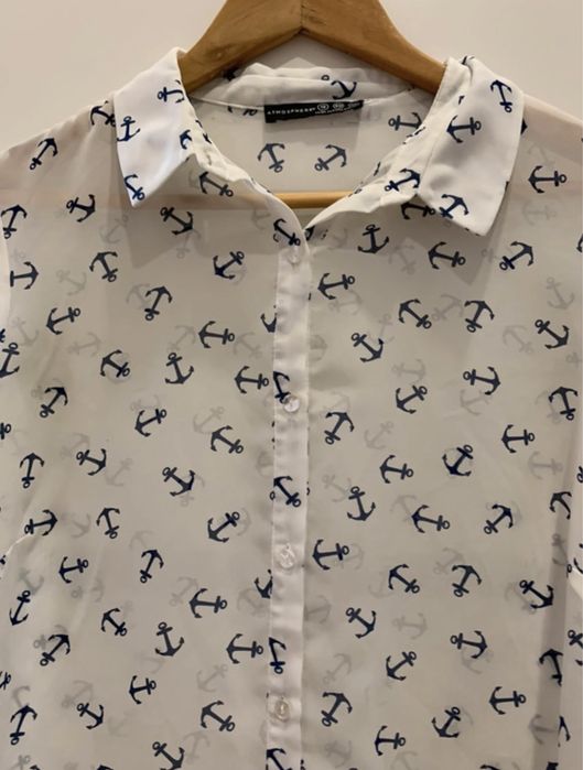 Camisa fluida branca e azul primark