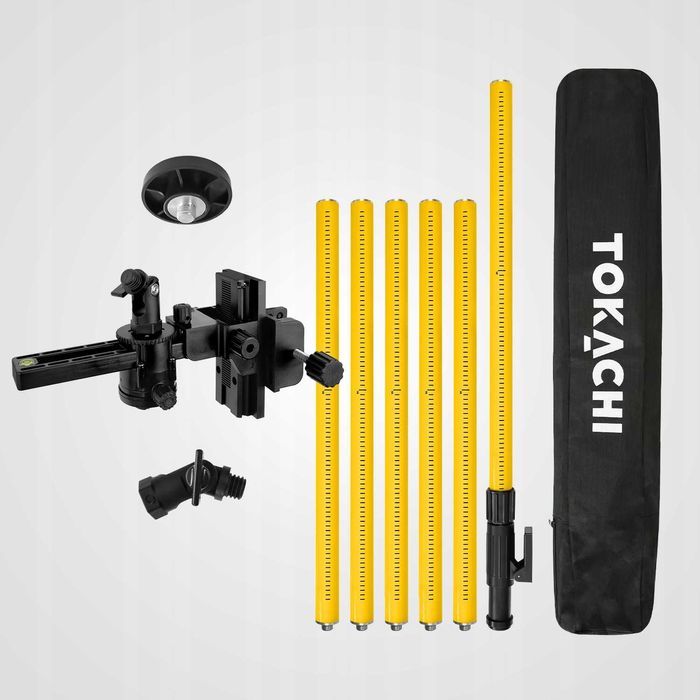 ZESTAW tyczka rozporowa statyw adapter do skosów poziomica laserowa