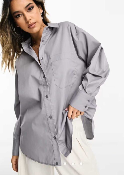 Базовая, серая оверсайз, свободного кроя рубашка asos