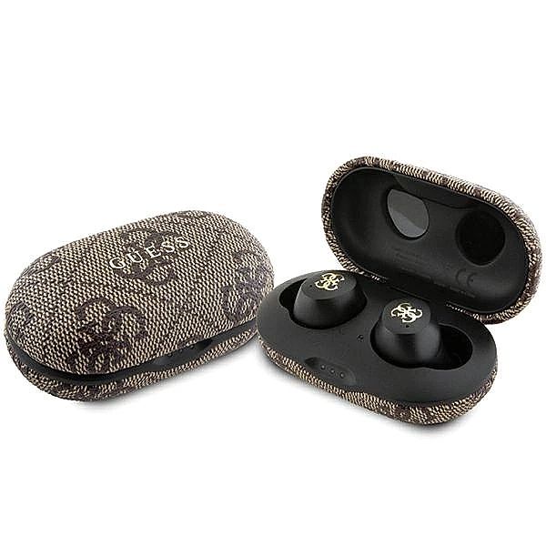 Słuchawki Bluetooth TWS Guess 4G Metal ze stacją dokującą ENC - brązow