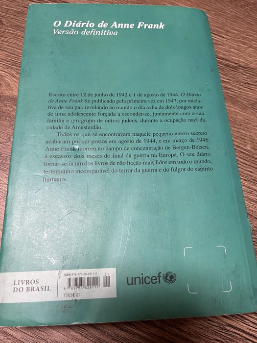 Livro Diário de Anne Frank