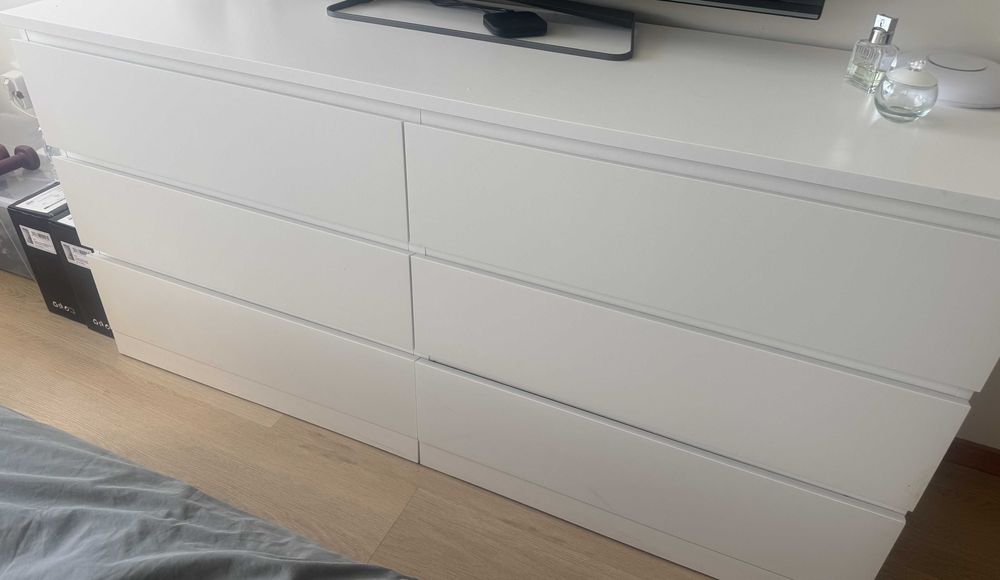 MALM Cómoda c/6 gavetas, branco, 160x78x48 cm