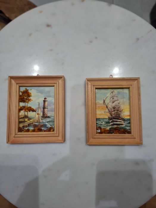 Bursztynowe obrazki 2 szt.