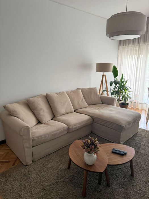 Sofá IKEA GRÖNLID 3 Lugares c/ Chaise Longue Bege - (Muito Bom Estado)
