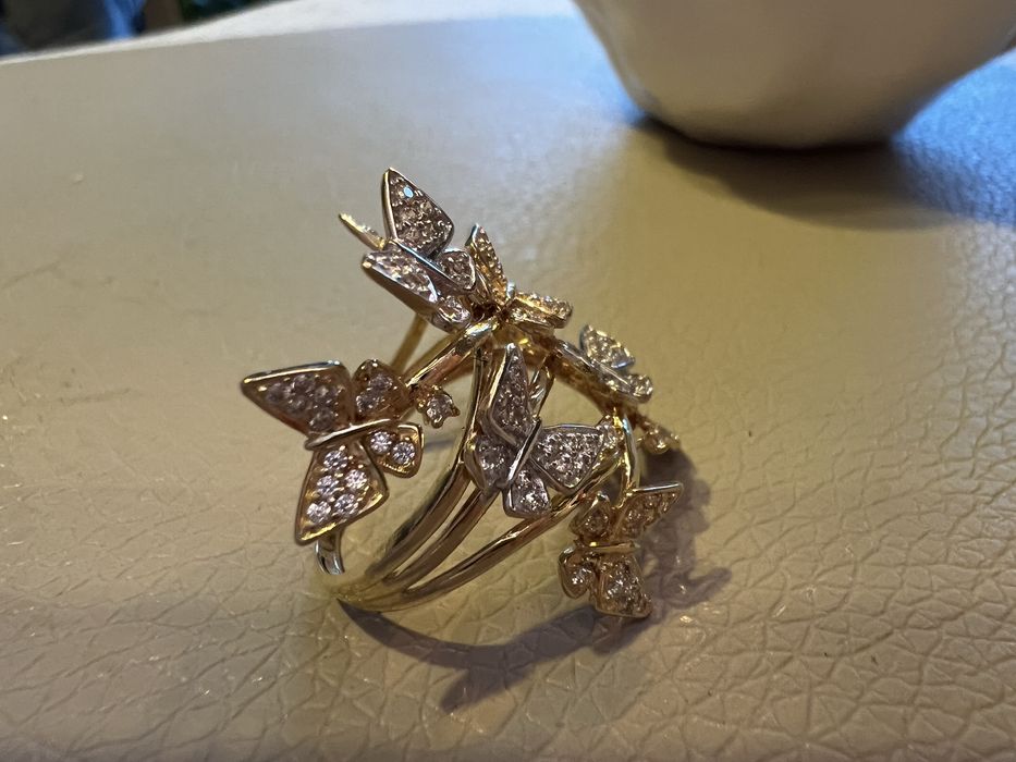 Pierscionek 750 zloto motyle