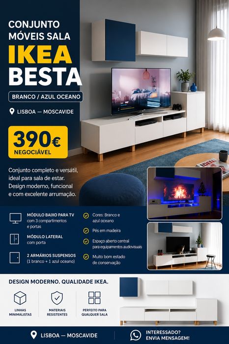 Conjunto móvel TV ikea sala