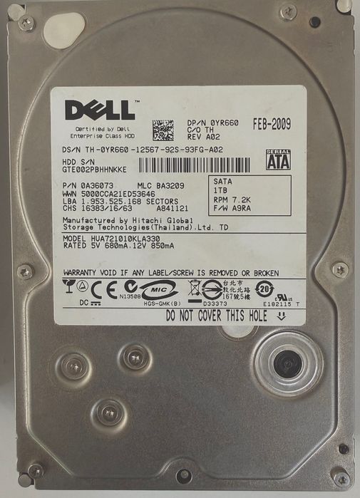 3 Discos DELL 1TB SATA Enterprise Class + 3 Caddies/Racks