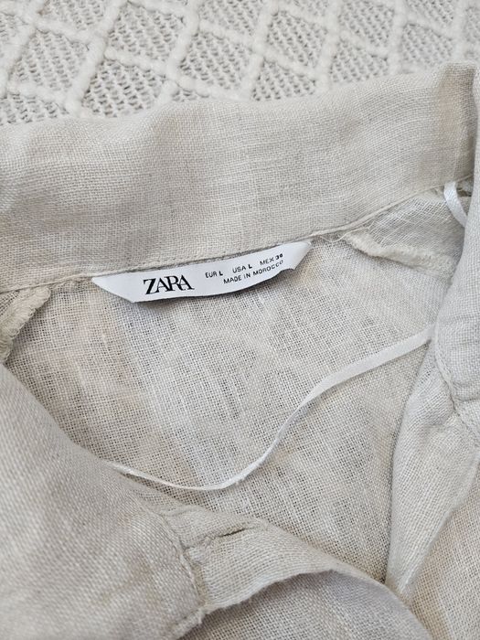 100% лён! льняное платье рубашка zara р. L