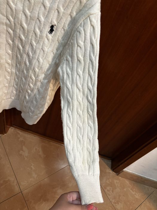 camisola de malha branca da ralph lauren