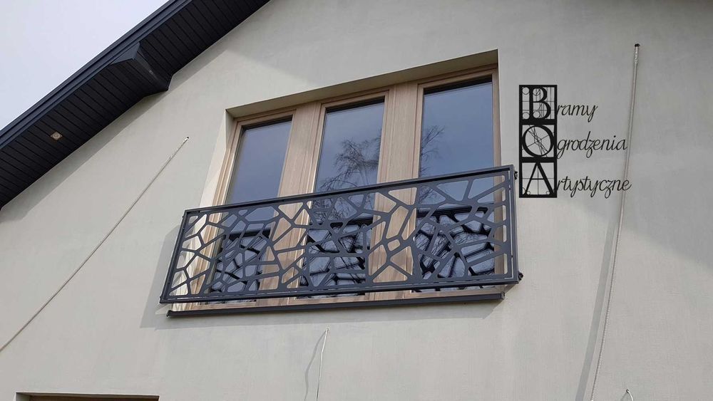 Nowoczesna balustrada wycinana z blachy -schody, cnc, laserowo design