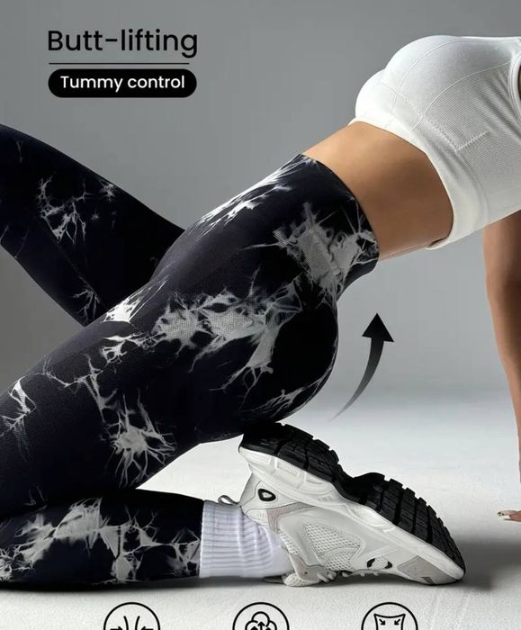 Лосіни тай дай, легенси,  лосіни для фітнесу, лосіни з утяжкою пушап