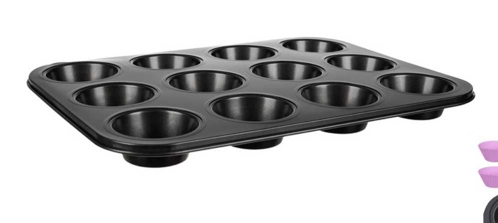 Forma do pieczenia muffinek babeczki blacha + 12 silikonowych foremek