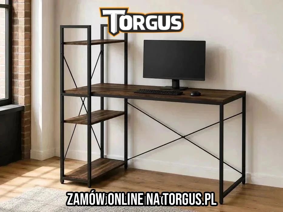 NOWE Duże Biurko 120x60 cm Metalowe Loftowe Komputerowe Do Pracy Biura Biurka Gamingowe Meble Szkolne Dla Dzieci Loft OKAZJA! Ciemny Orzech FAKTURA!