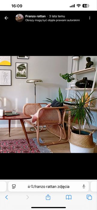 Fotel rattanowy z poduszka