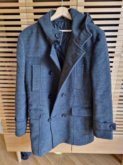 Płaszcz męski dwurzędowy Próchnik - rozmiar S - z kapturem