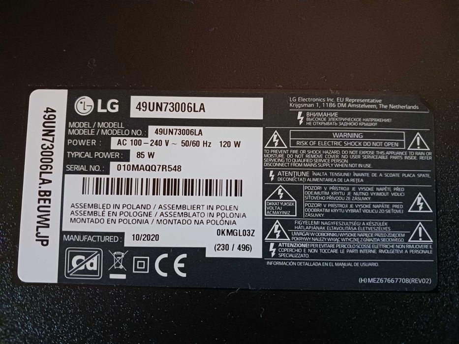 motherboard LG 49un73006 LA ,com mais acessorios