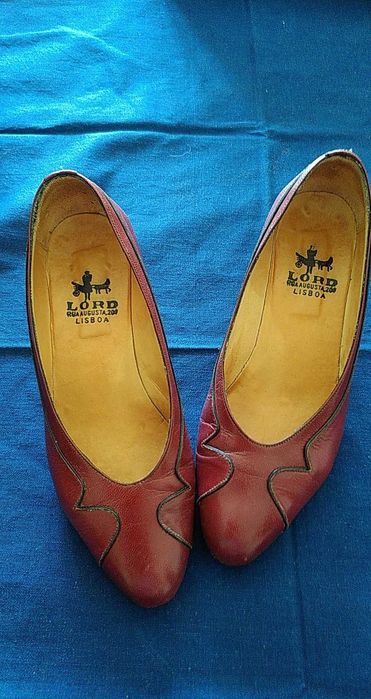 Sapatos vintage em pele genuína, tamanho 35