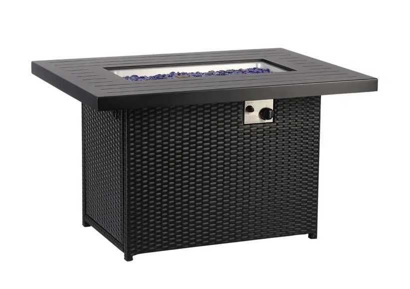 Palenisko gazowe - stół ogrodowy technorattanowe