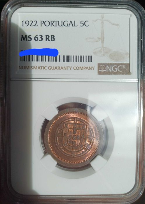 Moeda 5 centavos 1922 MS63 NGC