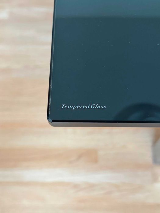 Mesa de jantar extensível em vidro temperado preto + 4 cadeiras almofadadas