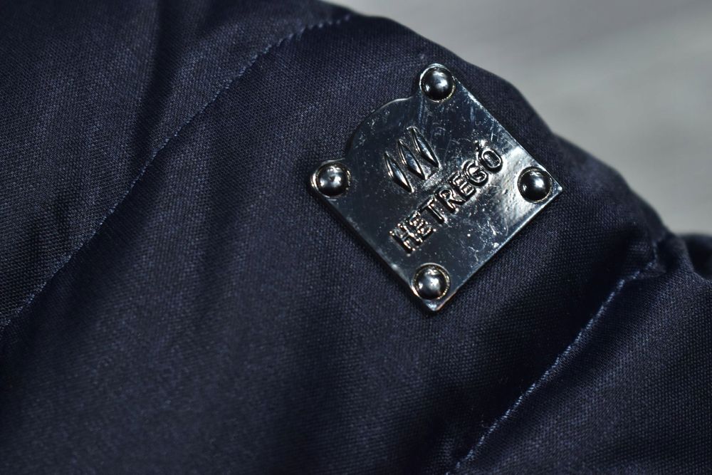 Hetrego Granatowy Puchowy Płaszcz Damski 42