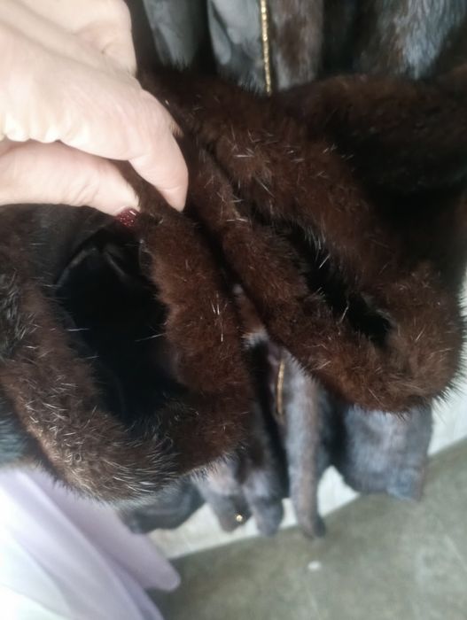 Длина 100см. Норковая шуба с капюшоном. Натуральная шуба