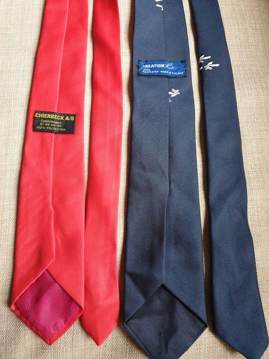 2x krawat Jedwab, Monsieur Maie granatowy w paski, plus spinka