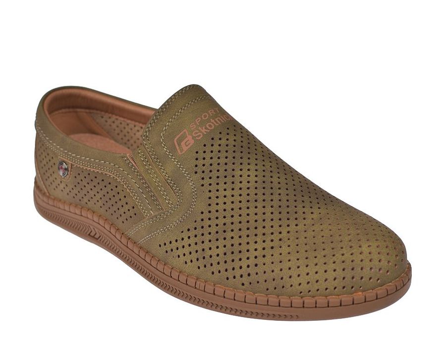 Mokasyny męskie półbuty khaki P-4-7034 rozmiar: 43