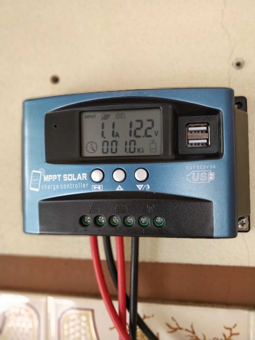 Controlador Carga Solar MPPT 100A Bluetooth + LCD + 2x USB (12V/24V)