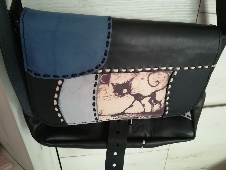 Oryginalna torba torebka skóra Handmade Bieszczady