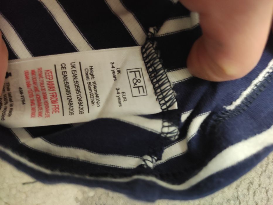 Sukienka bawełniana granatowo-białe paski f&f